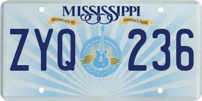 MS license plate ZYQ236