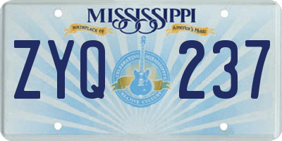 MS license plate ZYQ237