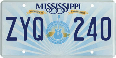 MS license plate ZYQ240