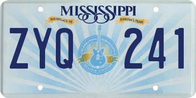 MS license plate ZYQ241