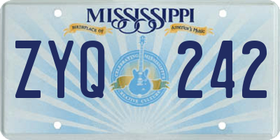 MS license plate ZYQ242