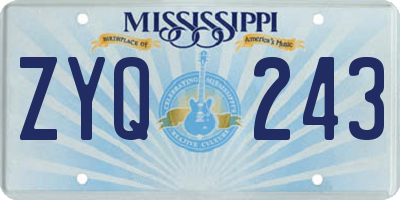 MS license plate ZYQ243