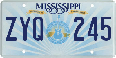 MS license plate ZYQ245
