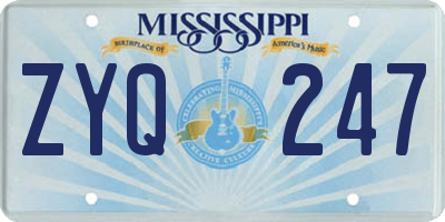 MS license plate ZYQ247
