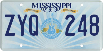 MS license plate ZYQ248