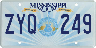 MS license plate ZYQ249