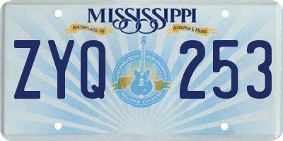 MS license plate ZYQ253