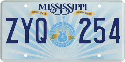 MS license plate ZYQ254