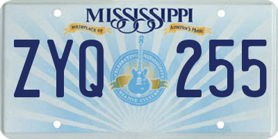 MS license plate ZYQ255