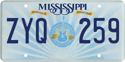MS license plate ZYQ259