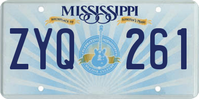 MS license plate ZYQ261