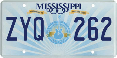 MS license plate ZYQ262