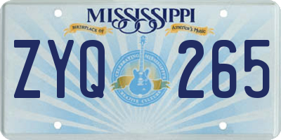 MS license plate ZYQ265