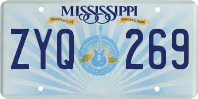 MS license plate ZYQ269