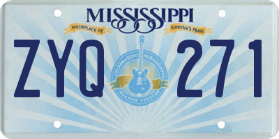 MS license plate ZYQ271