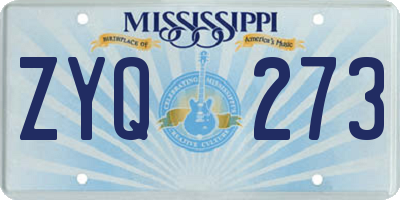 MS license plate ZYQ273