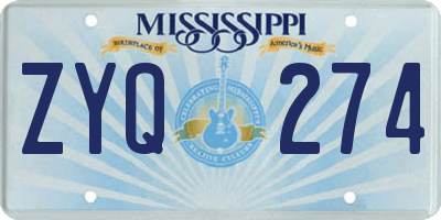 MS license plate ZYQ274