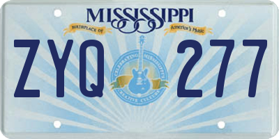MS license plate ZYQ277