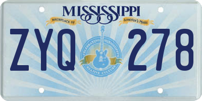 MS license plate ZYQ278