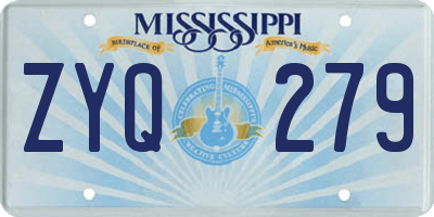 MS license plate ZYQ279