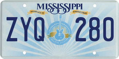 MS license plate ZYQ280