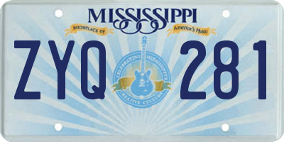 MS license plate ZYQ281