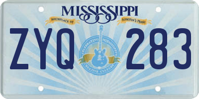 MS license plate ZYQ283