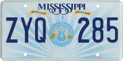 MS license plate ZYQ285