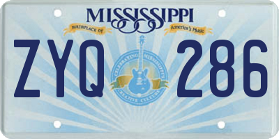 MS license plate ZYQ286