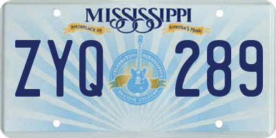 MS license plate ZYQ289