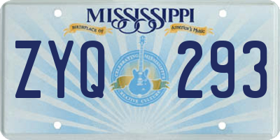 MS license plate ZYQ293