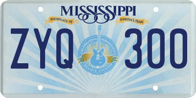 MS license plate ZYQ300