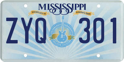 MS license plate ZYQ301