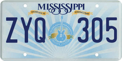 MS license plate ZYQ305