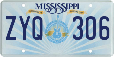 MS license plate ZYQ306