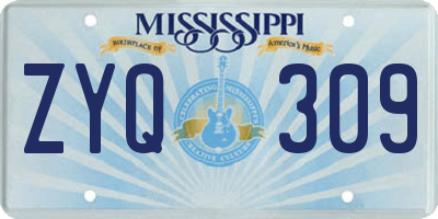 MS license plate ZYQ309