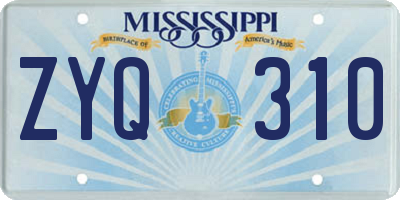MS license plate ZYQ310
