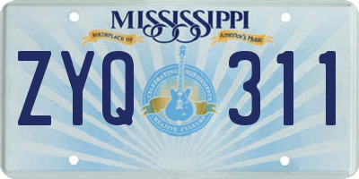 MS license plate ZYQ311