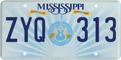 MS license plate ZYQ313