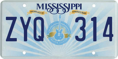 MS license plate ZYQ314