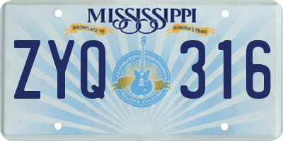 MS license plate ZYQ316
