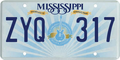 MS license plate ZYQ317