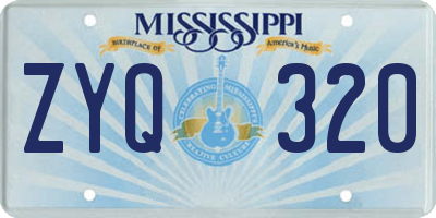 MS license plate ZYQ320