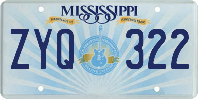 MS license plate ZYQ322