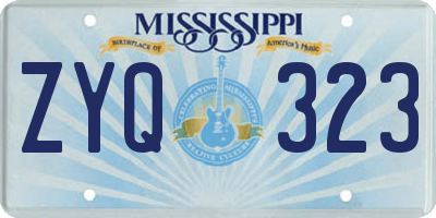 MS license plate ZYQ323