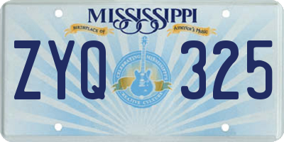 MS license plate ZYQ325