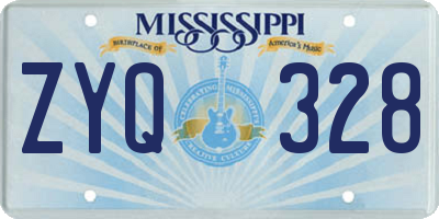 MS license plate ZYQ328