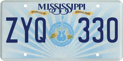 MS license plate ZYQ330