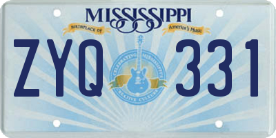 MS license plate ZYQ331