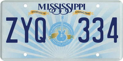 MS license plate ZYQ334